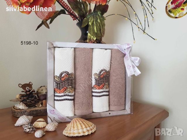 Подаръчни комплекти памучни кърпи за дома, снимка 4 - Хавлиени кърпи - 45606036