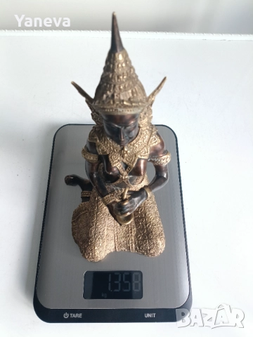 Бронзова, тайландска фигура на митично същество от будистката митология, храмов пазач, воин пазител, снимка 8 - Статуетки - 52497633