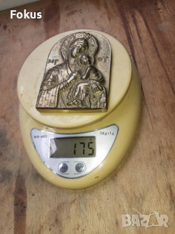 Стара икона бронз Богородица масивна и тежка, снимка 5 - Антикварни и старинни предмети - 54257620