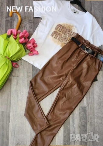 Дамски Кожени Панталони с Лека Вата ✨