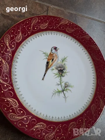 декоративна порцеланова чиния с птица и позлата Limoges 8/1, снимка 3 - Декорация за дома - 49903367