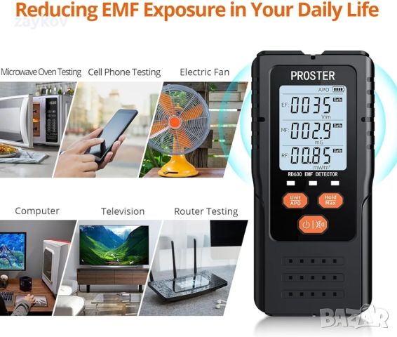 Proster EMF Meter, 3 в 1 цифров електромагнитно поле радиационен детектор, снимка 5 - Друга електроника - 45934703