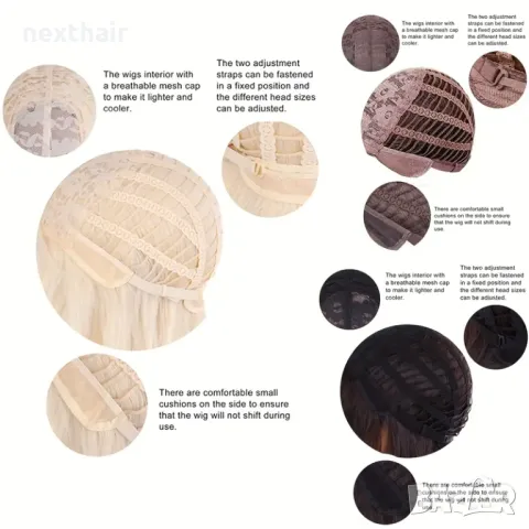 Розова омбре перука с тъмни корени и дълъг бретон, снимка 2 - Аксесоари за коса - 50304998