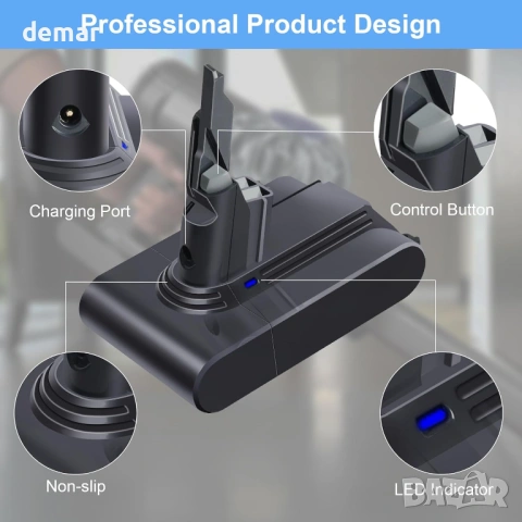 Резервна батерия 21.6V 4.6Ah, съвместима с прахосмукачка Dyson V7, включва 2 филтъра, снимка 4 - Прахосмукачки - 53923897
