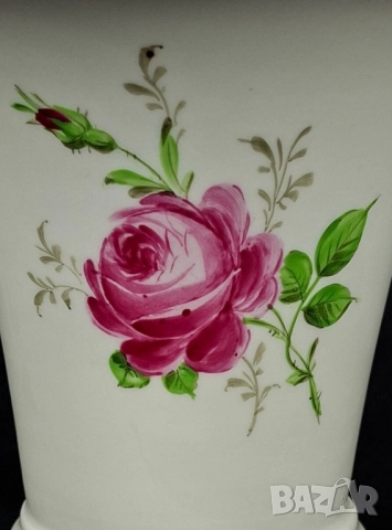 Ваза с роза - Schierholz Ръчно рисувана, снимка 4 - Вази - 52533077