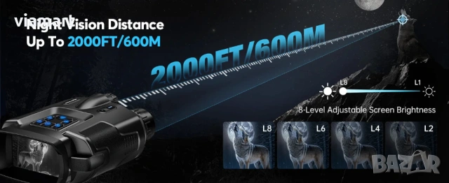 Бинокъл за нощно виждане Z095 за лов и охрана, 4К резолюция, снимка 9 - Екипировка - 53661736