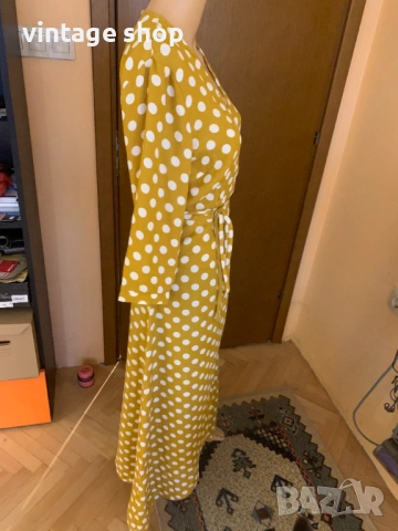 Рокля YAS  с десен точки в цввят горчица, размер M/L, снимка 6 - Рокли - 53811948