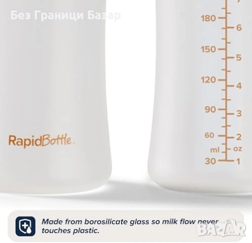 Ново Стъклено бебешко шише Nuby anti-colic 9oz 270 мл силиконово за бебе, снимка 2 - Прибори, съдове, шишета и биберони - 53835910