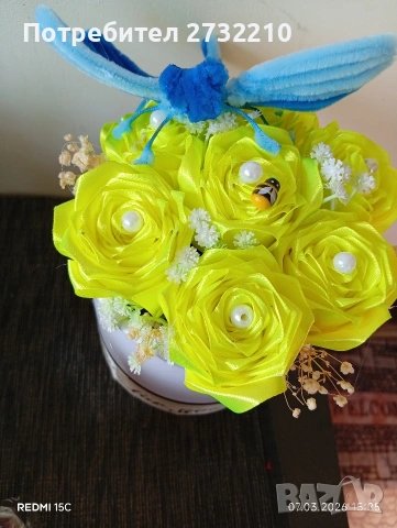 Ръчно изработени букети , снимка 7 - Изкуствени цветя - 53924320