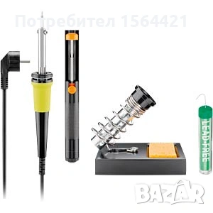 Комплект електрически поялник, стойка, тинол, помпа, 30W, Германия