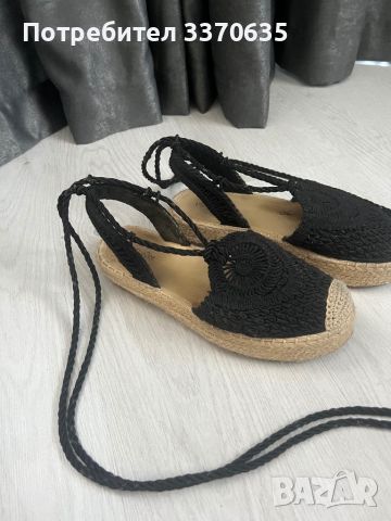 Дамски черни сандали, 38 номер, снимка 4 - Сандали - 46357379