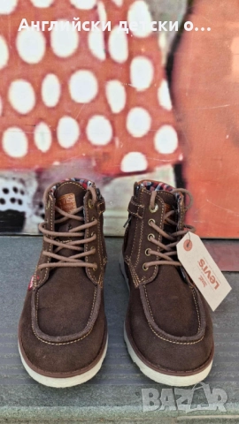 Английски детски  оригинални кец/боти от естествена кожа/велур Levi's, снимка 3 - Детски боти и ботуши - 52377347