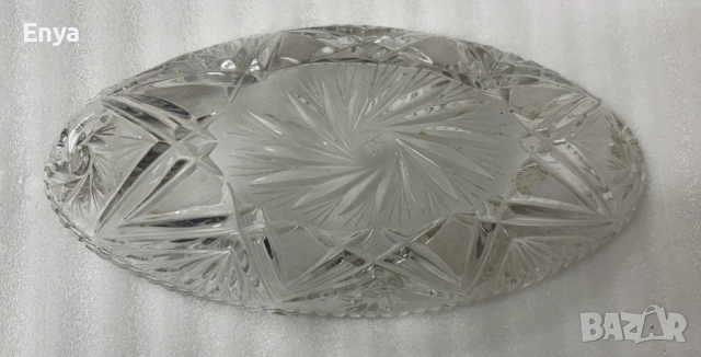Кристална купа (фруктиера,бонбониера) с форма на гондола, снимка 4 - Антикварни и старинни предмети - 53693823