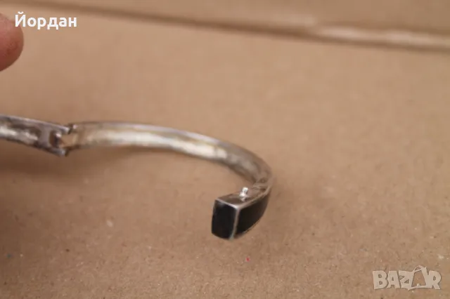 Дамска сребърна гривна с оникс, снимка 10 - Гривни - 49771309