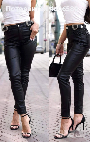 ✨ Кожен панталон с ефектен колан ✨