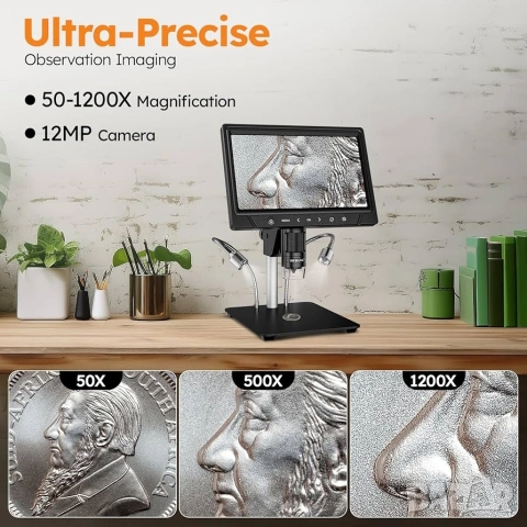 Дигитален Микроскоп с 10.1" HD Екран и 1200x Увеличение - BEBANG, снимка 6 - Друга електроника - 53385775