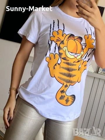GARFIELD Дамска бяла тениска ХС-4ХЛ