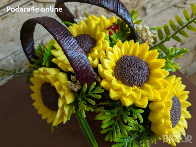 Ароматни сапунени слънчогледи в кошничка - носещи усещане за лято и уют , снимка 5 - Декорация за дома - 53463977