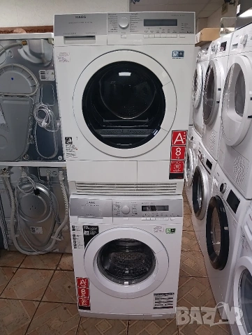 Комплект пералня и сушилня с термопомпа АЕГ Aeg Protex Plus A+++ 8кг 2 години гаранция!