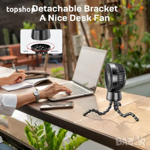 Преносим персонален USB мини вентилатор с акумулаторна батерия с LED светлини Power Bank, снимка 7 - Вентилатори - 50314627