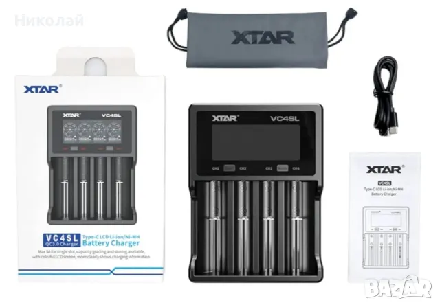 Зарядно у-во XTAR VC4SL, 4 гнезда, LCD дисплей, USB, LiIon & NIMH, 18650, CR123, AA, AAA

, снимка 4 - Друга електроника - 47460774