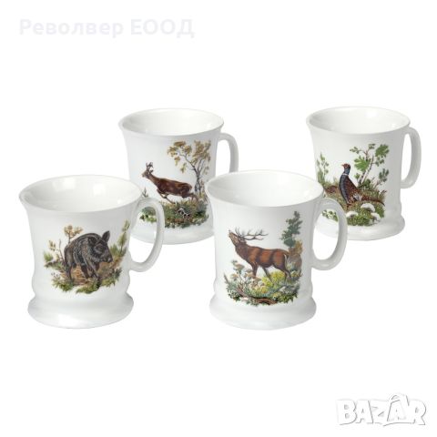 Комплект чаши за кафе Fritzmann с ловни мотиви - 4 броя, снимка 1 - Колекции - 45321259