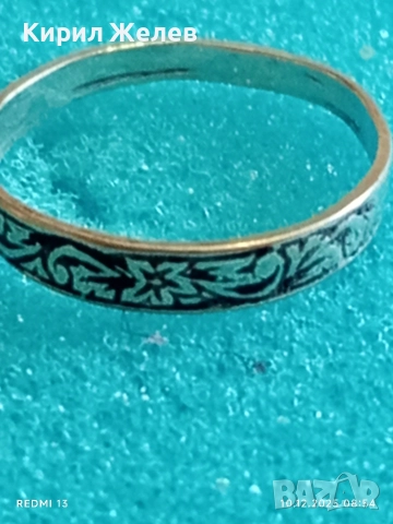 Красиво инкрустиран сребърен пръстен флорален мотив майстоска ръчна изработка 11471, снимка 8 - Пръстени - 52717403