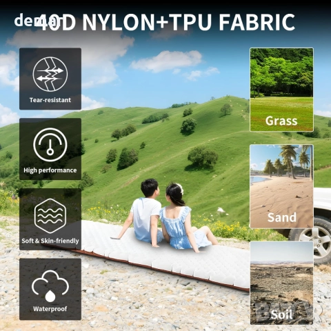 TENPLAY Надуваема постелка за спане от алуминиево фолио, къмпинг постелка, 190х65х12 см, снимка 6 - Надуваеми легла - 52088503