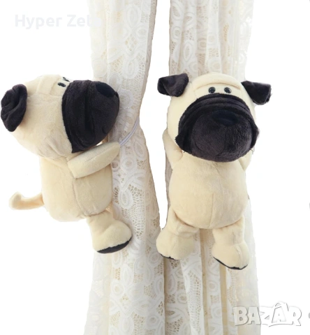 Декоративни държачи за пердета куче 2 броя бели