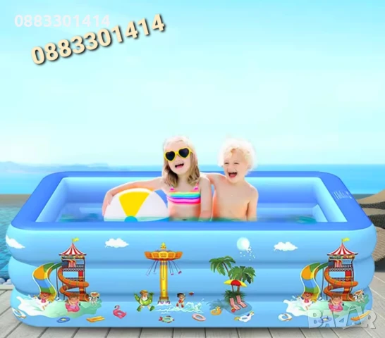 Басейн Правоъгълен с надуваемо дъно Градински басейн , снимка 4 - Басейни и аксесоари - 46156201