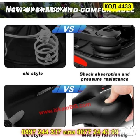 Седалка за велосипед с мемори пяна - КОД 4433, снимка 13 - Части за велосипеди - 49484731