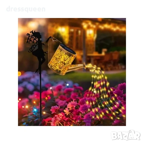 4979 Декоративна соларна лейка с фигура на фея и ефект „течаща светлина“, 63 см