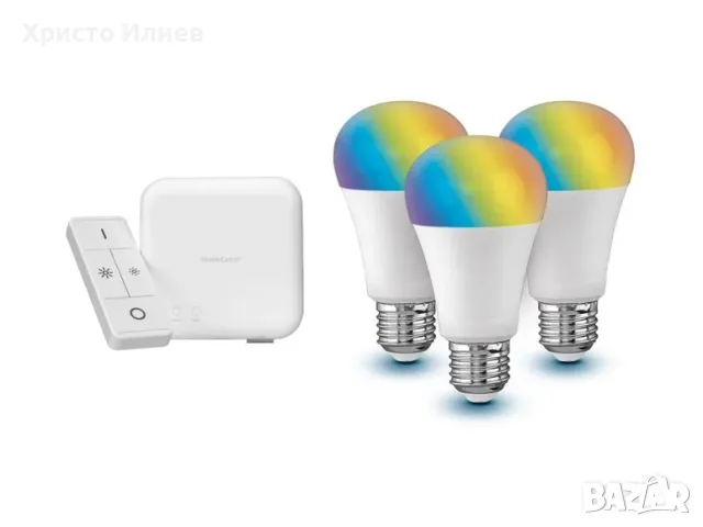 Комплект 3бр RGB LED крушки дистанционно управление и рутер Zigbee Smart Home, снимка 1 - Крушки - 49113266