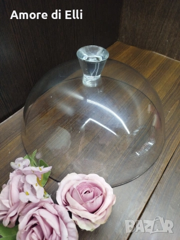 Масивен стъклен капак (купол) за тортиера или плато за сирена, снимка 2 - Прибори за хранене, готвене и сервиране - 53918246