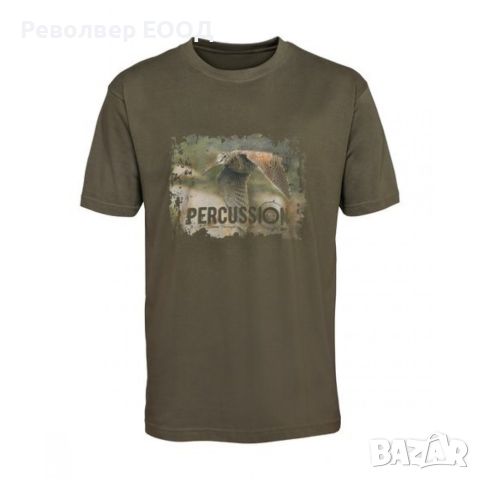 Тениска Percussion - Silkscreen-printed, в цвят Khaki/Бекас