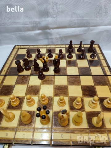Ръчно изработен комплект шах и дама от дърво, снимка 12 - Антикварни и старинни предмети - 54087073