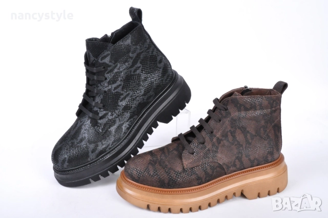 NEW! Подплатени дамски боти от естествен набук - Два цвята