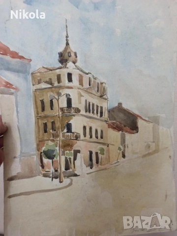 Стар видински акварел 64 год от лич. колекция , снимка 2 - Антикварни и старинни предмети - 51971475