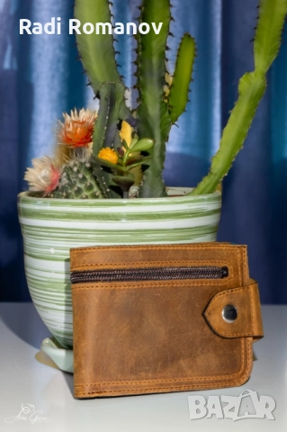 Ръчно изработен мъжки кожен портфейл 