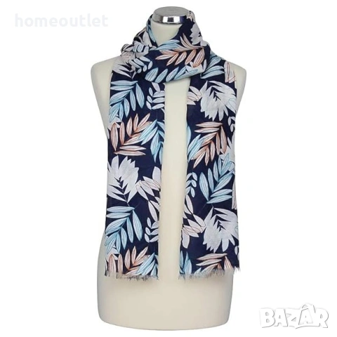 ПРОМОЦИЯ Дамски шал с флорален принт в тъмносин цвят PEONY P-4056 NAVY, снимка 2 - Шалове - 53706659