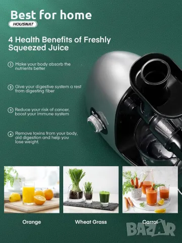 Сокоизстисквачка за студено пресоване HOUSNAT , снимка 8 - Сокоизстисквачки и цитрус преси - 49859305
