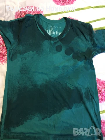 Мъжка тениска Affliction Standard Series Teal тюркоазна Distressed Dark Lava Wash