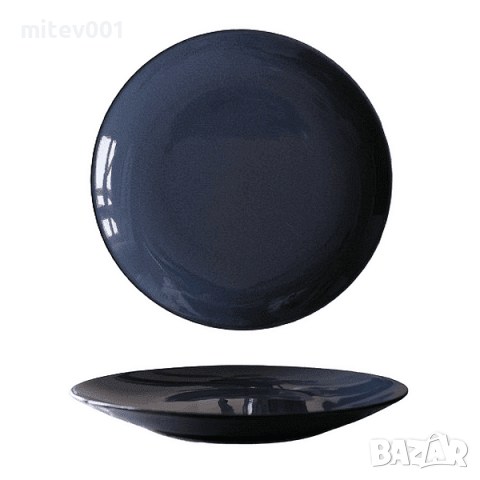 Промо пакет 6 бр. Порцеланова чиния плитка, тъмно синя 21 см. внос Португалия, преоценка, снимка 2 - Чинии - 41369467