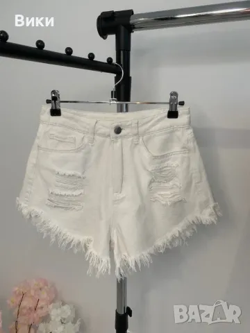 Къси дънки с висока талия, размер XS