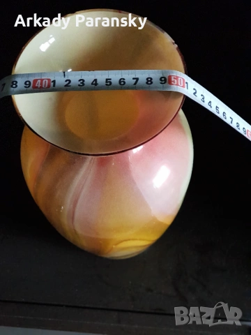 Стара ваза от цветно стъкло.. , снимка 4 - Вази - 54064717