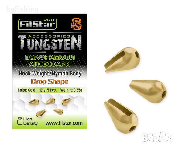 Волфрамово утежнение Filstar Hook Weight/Nymph Body - Drop Shape, снимка 1 - Такъми - 45439382