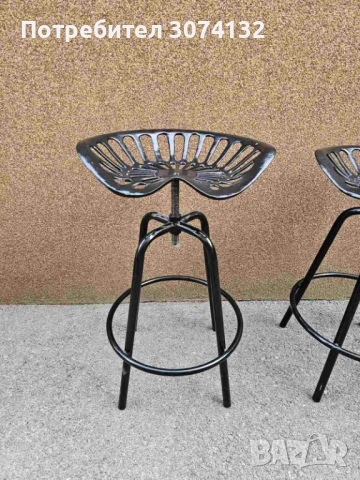 Метални ретро бар столове с регуриране на височината, снимка 3 - Столове - 52856276