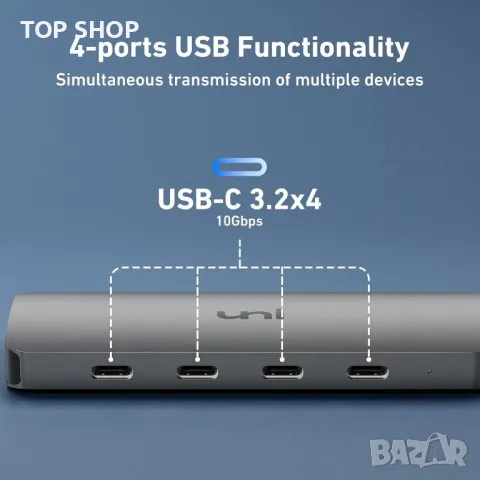 uni USB C хъб 10Gbps, USB C 3.2 Gen 2, 4 порта, снимка 8 - Кабели и адаптери - 49451985