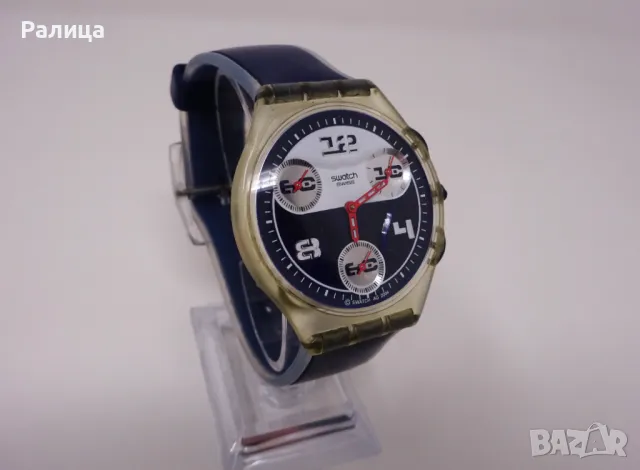 Часовник хронограф Swatch с оригинална силиконова каишка, снимка 2 - Мъжки - 50150524
