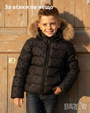 Louis Vuitton Детско Черно Зимно Яке С Качулка Код SK348